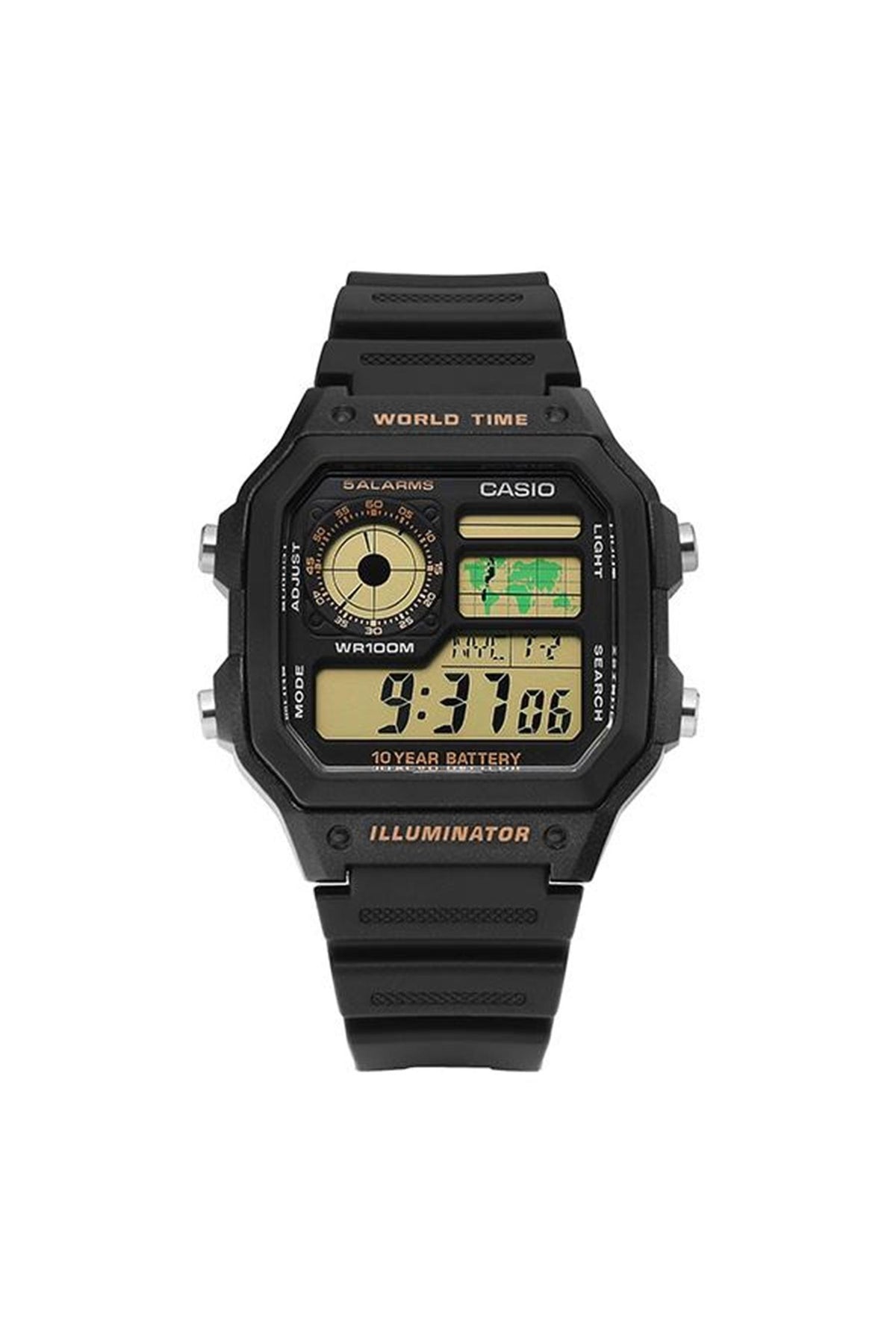 Casio Men's Black Resin Band Digital Watch AE 1200WH 1BVDF