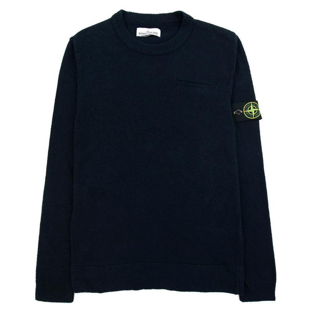 STONE ISLAND Navy Wappen Pocket Crewneck Knit Sweater 6815523B5 V0020