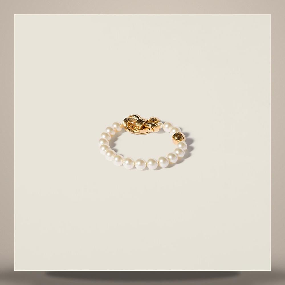 Miu Miu Metal and Pearl Bracelet 5IB819 2G9N F0SAJ