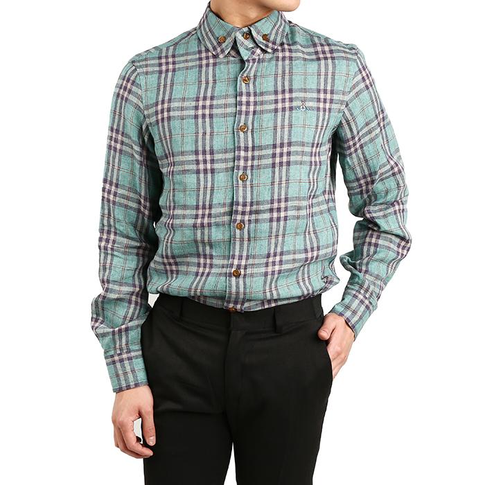 Vivienne Westwood Men’s Check Linen Long Sleeve Shirt S25DL0456