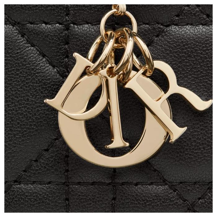 DIOR Lady Dior Jasmine Black Leather Card Holder Wallet S0074ONMJ M900