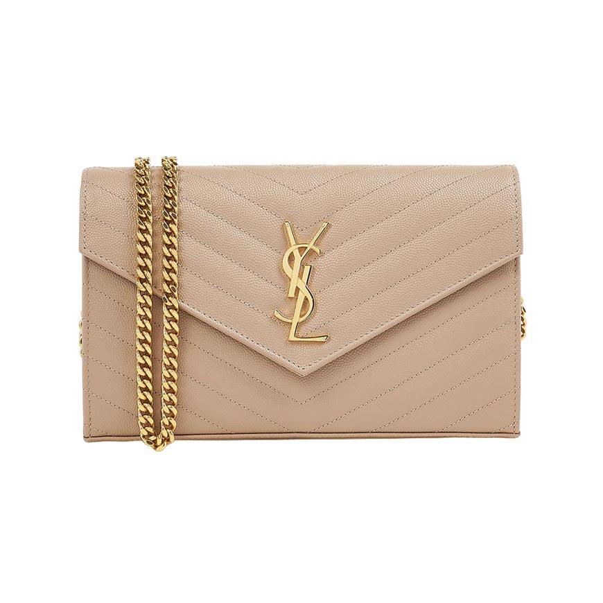 Saint Laurent Women Monogram Chain Wallet Shoulder Bag Black Leather