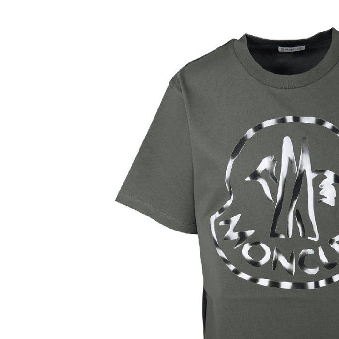 Moncler Big Logo Print Gray Cotton T-Shirt