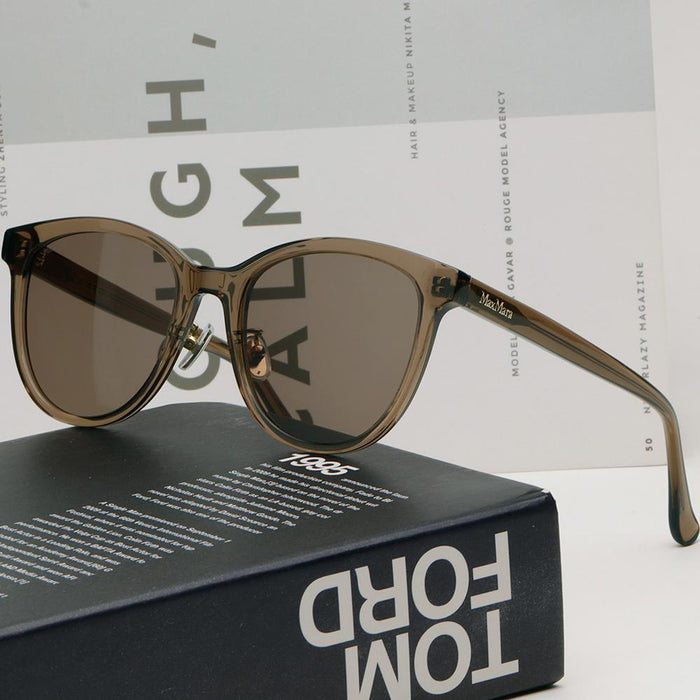 Max Mara Clear Brown Round Acetate Asian Fit Sunglasses MM0107K 45E
