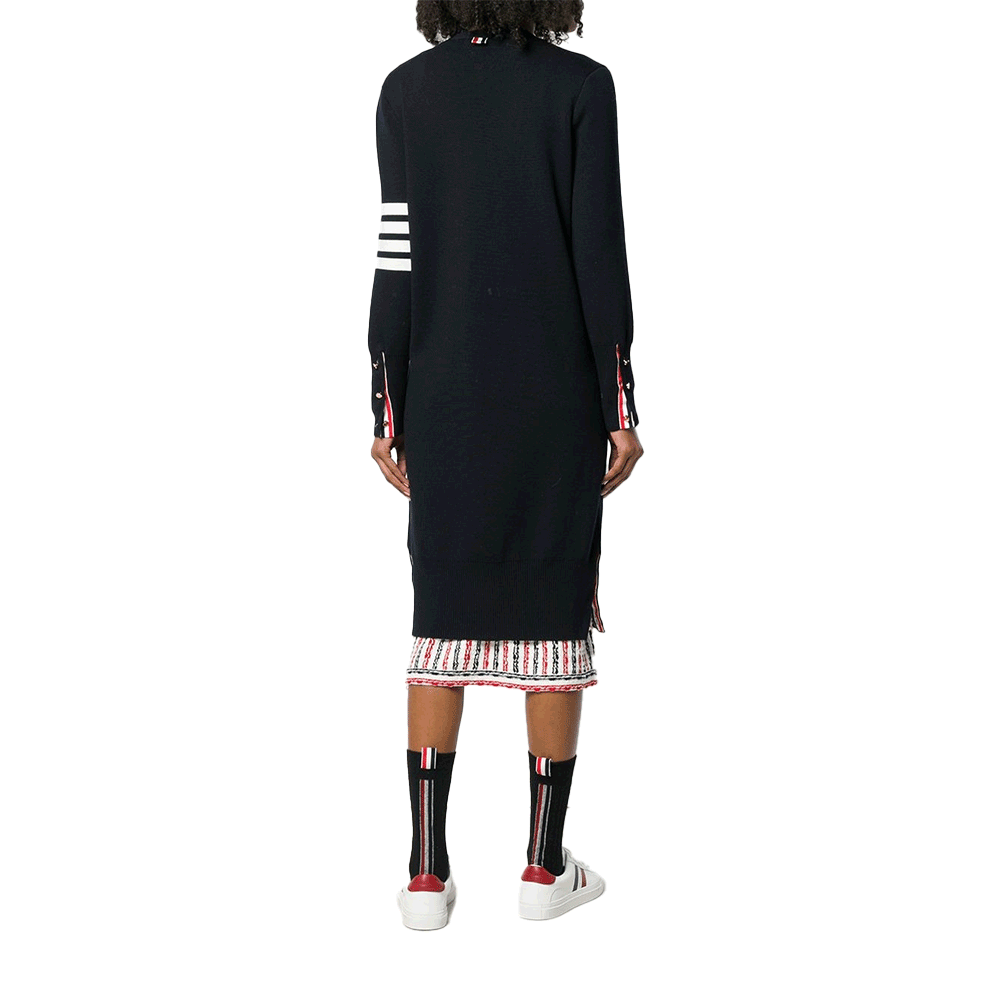 THOM BROWNE Women’s Milano Stitch Wool Long Cardigan Navy
