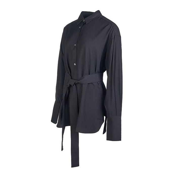STUDIO NICHOLSON Women’s Black Belted Shirt CONDELL