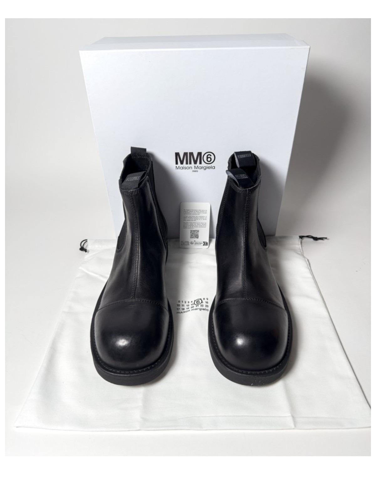 MM6 Black Leather Biker Chelsea Boots