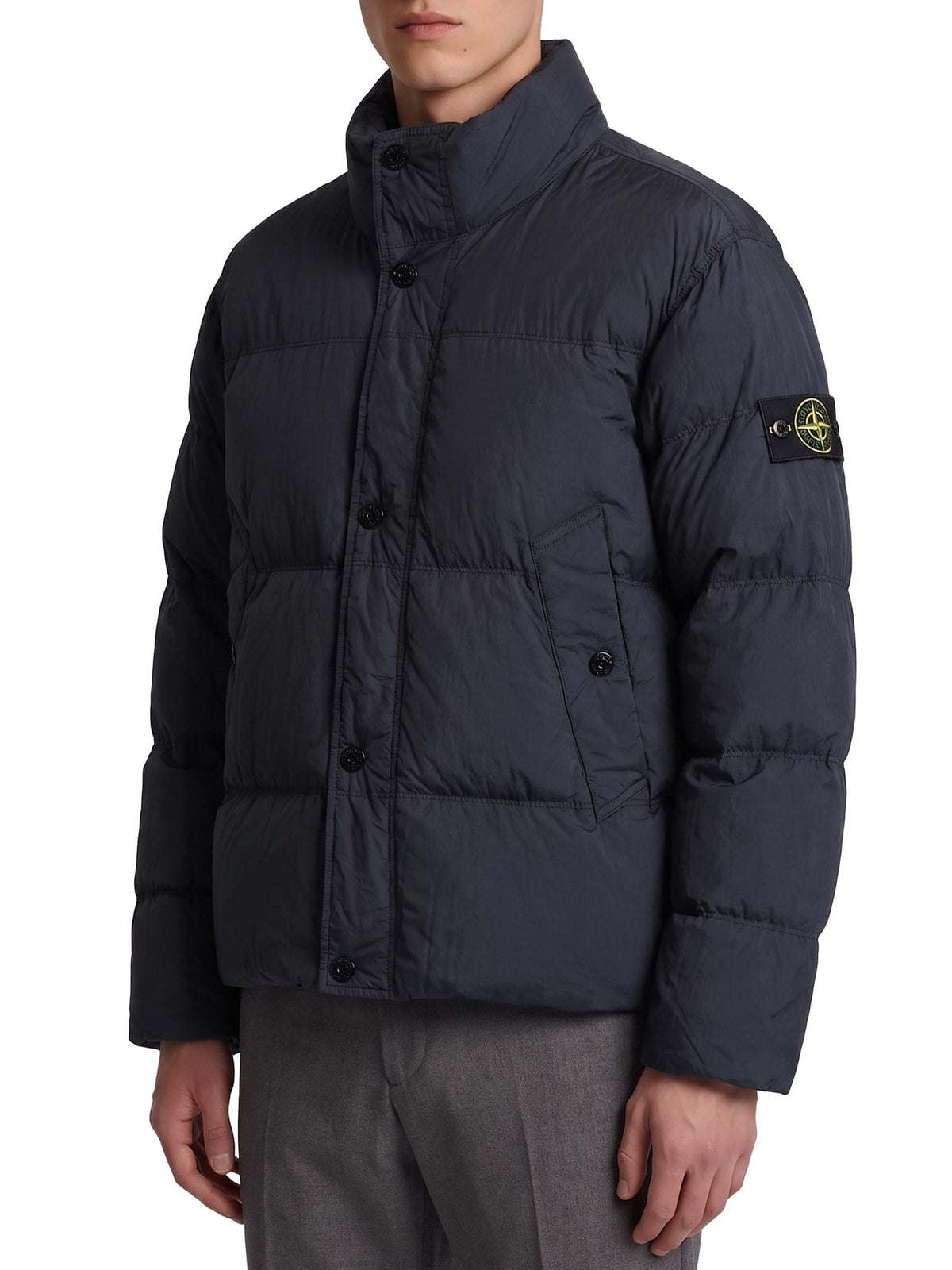 STONE ISLAND Black Down Puffer Jacket for Men