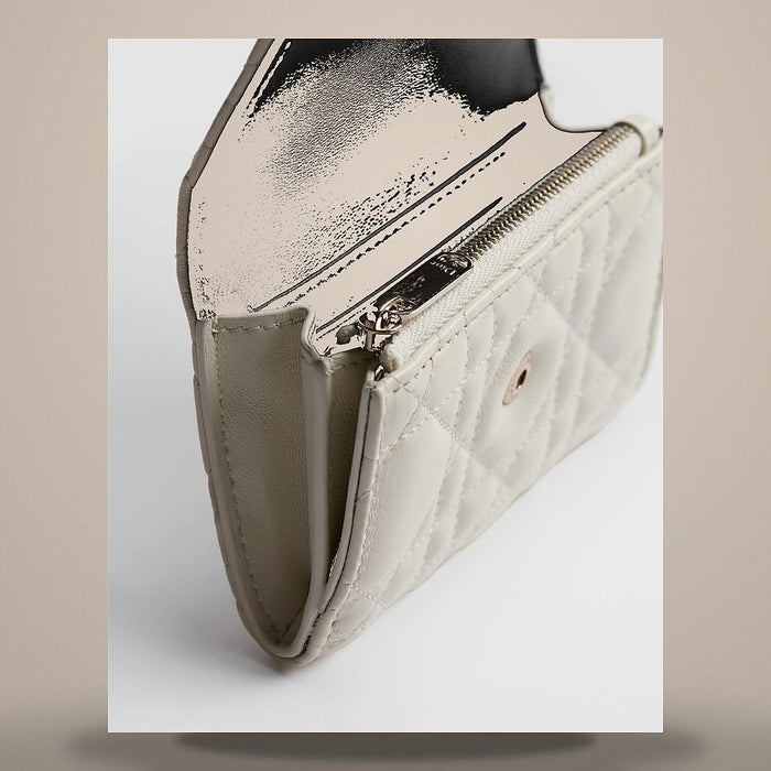 DIOR Two-Tone Latte/Black Cannage Lambskin Card Holder Wallet
