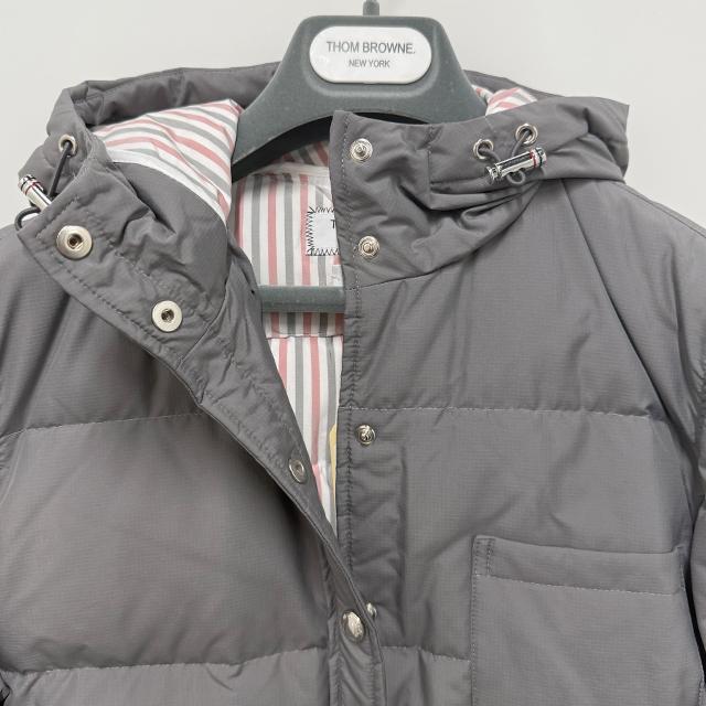 THOM BROWNE 4-Bar Military Goose Down Puffer Coat Gray Women’s