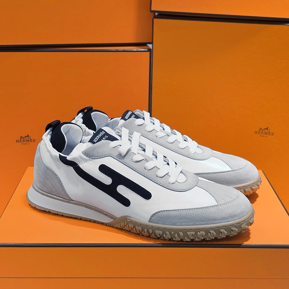 HERMES White H Black Jet Sneakers Low-Top Men