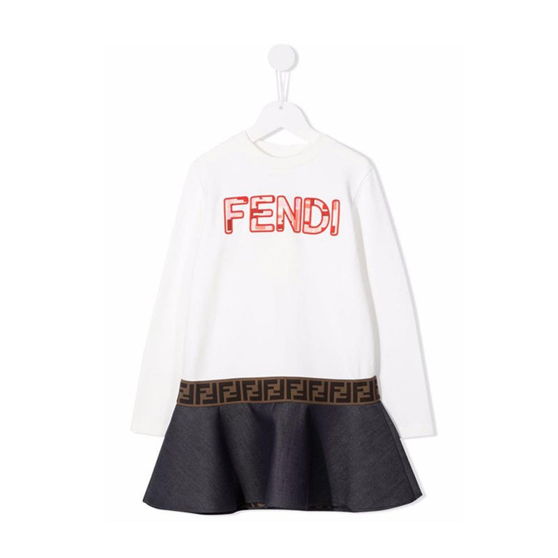 FENDI Women’s Logo Cotton Midi Dress Black