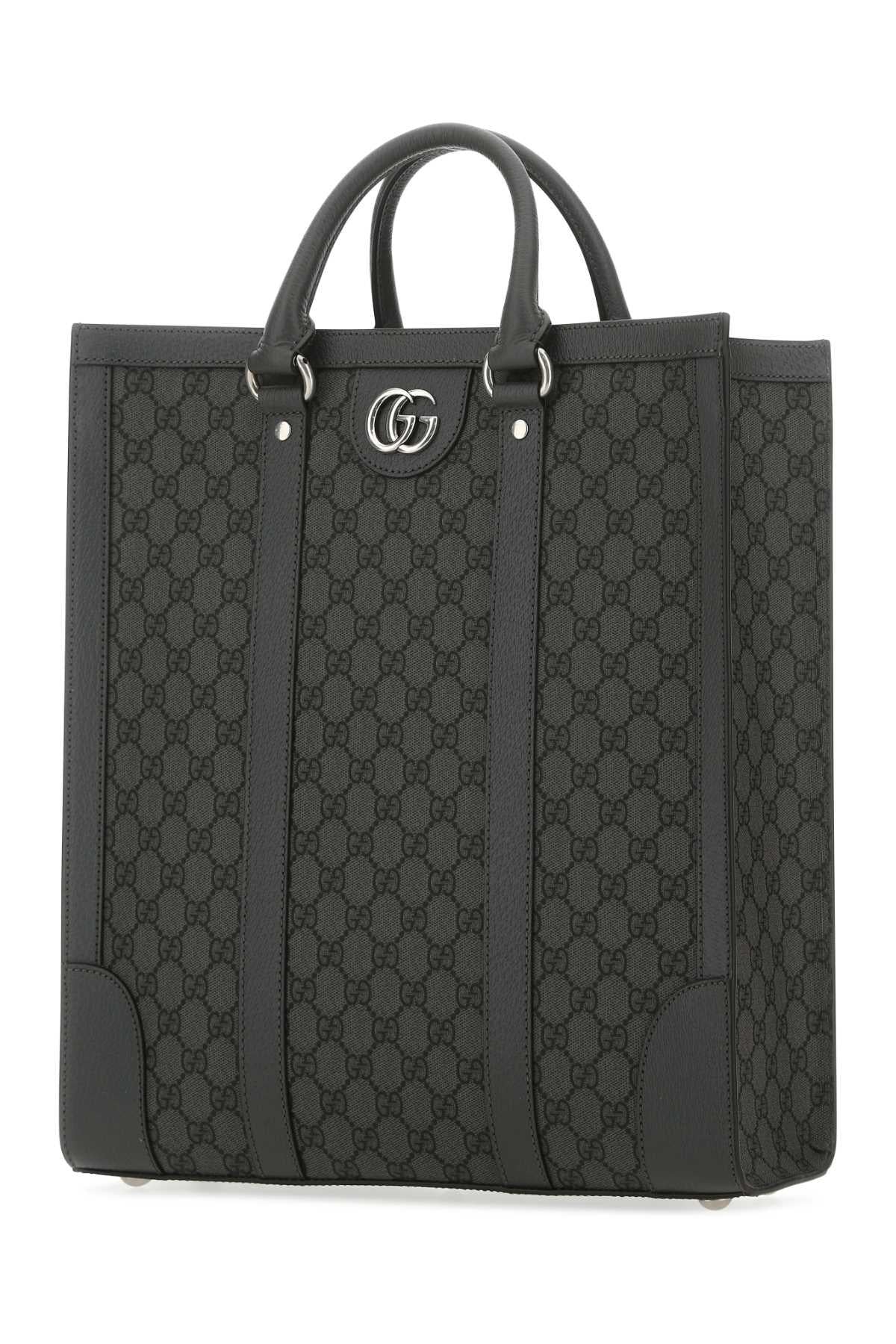 GUCCI Brown Canvas Leather Tote Bag for Men