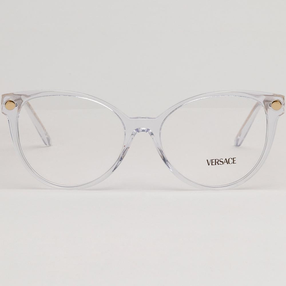 Versace Chain Temple Round Acetate Eyeglasses Unisex VE3353 148