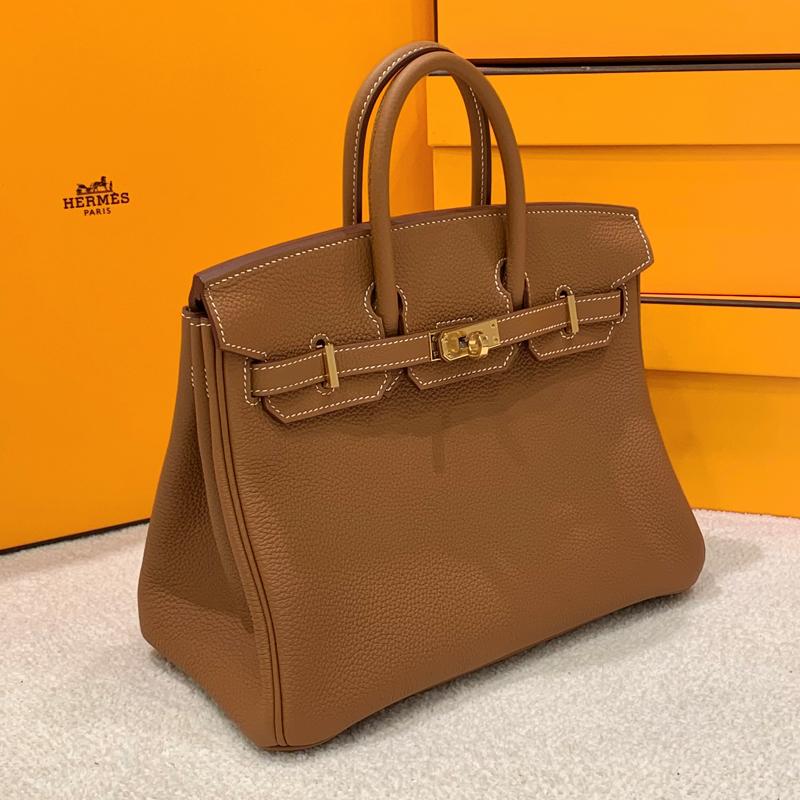 HERMES Birkin 25 Togo Leather Tote Bag Gold with Gold Hardware