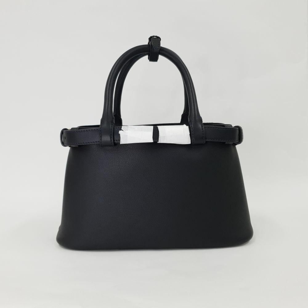 PRADA Double Belt Buckle Small Women’s Tote Shoulder Bag Black