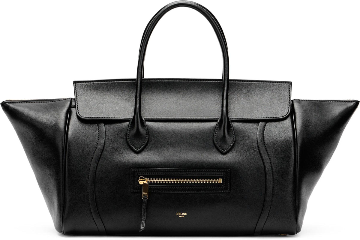 CELINE Black Leather Tote Bag