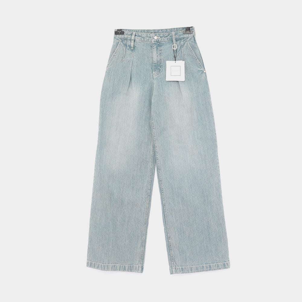 WOOYOUNGMI Washed Wide Leg Denim Pants with Square Steel Logo Women M251PA22977L