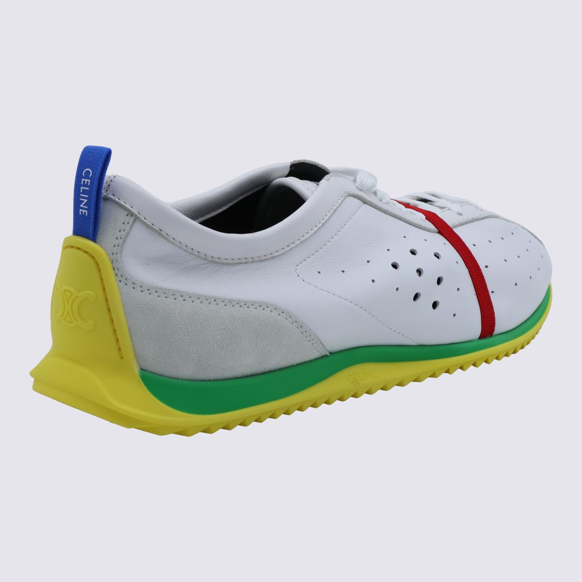 CELINE White Leather Low-Top Sneakers