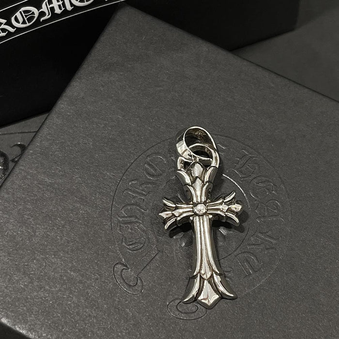 Chrome Hearts Double Cross With Bale Pendant Necklace Unisex Silver