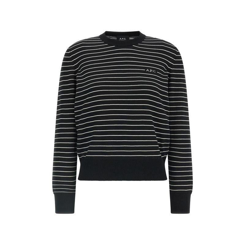 A.P.C. Shima Women’s Round-Neck Knit Sweater Navy Wool