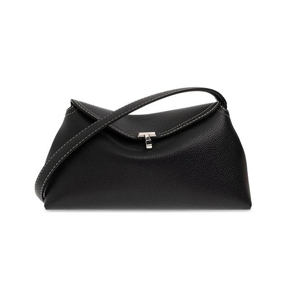 Toteme Black Grained Leather T-Lock Clutch Bag 234 WLGBG423 LE0030 001