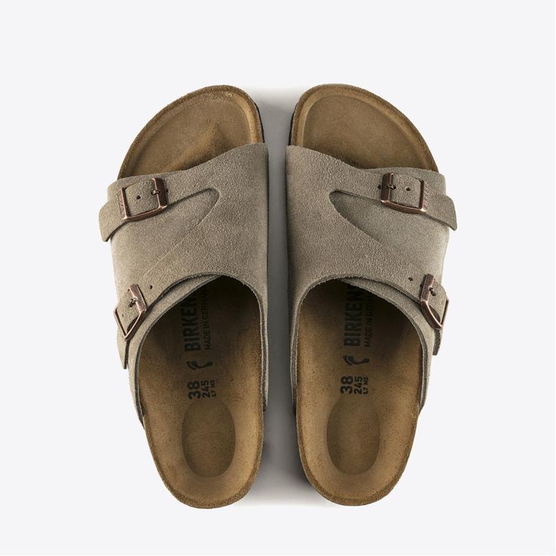 Birkenstock Zurich Suede Leather Taupe Slide Sandals for Men