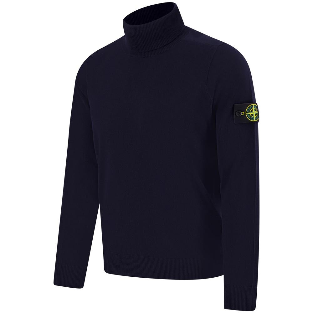 STONE ISLAND Logo Patch Wool Turtleneck Sweater Men Black