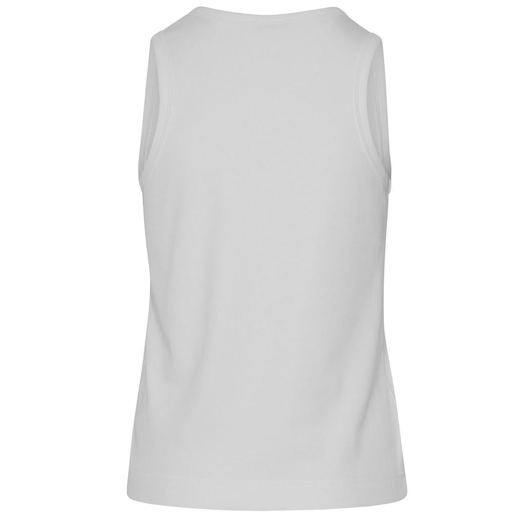 Moncler Logo Print Ribbed Tank Top White Cotton Women’s