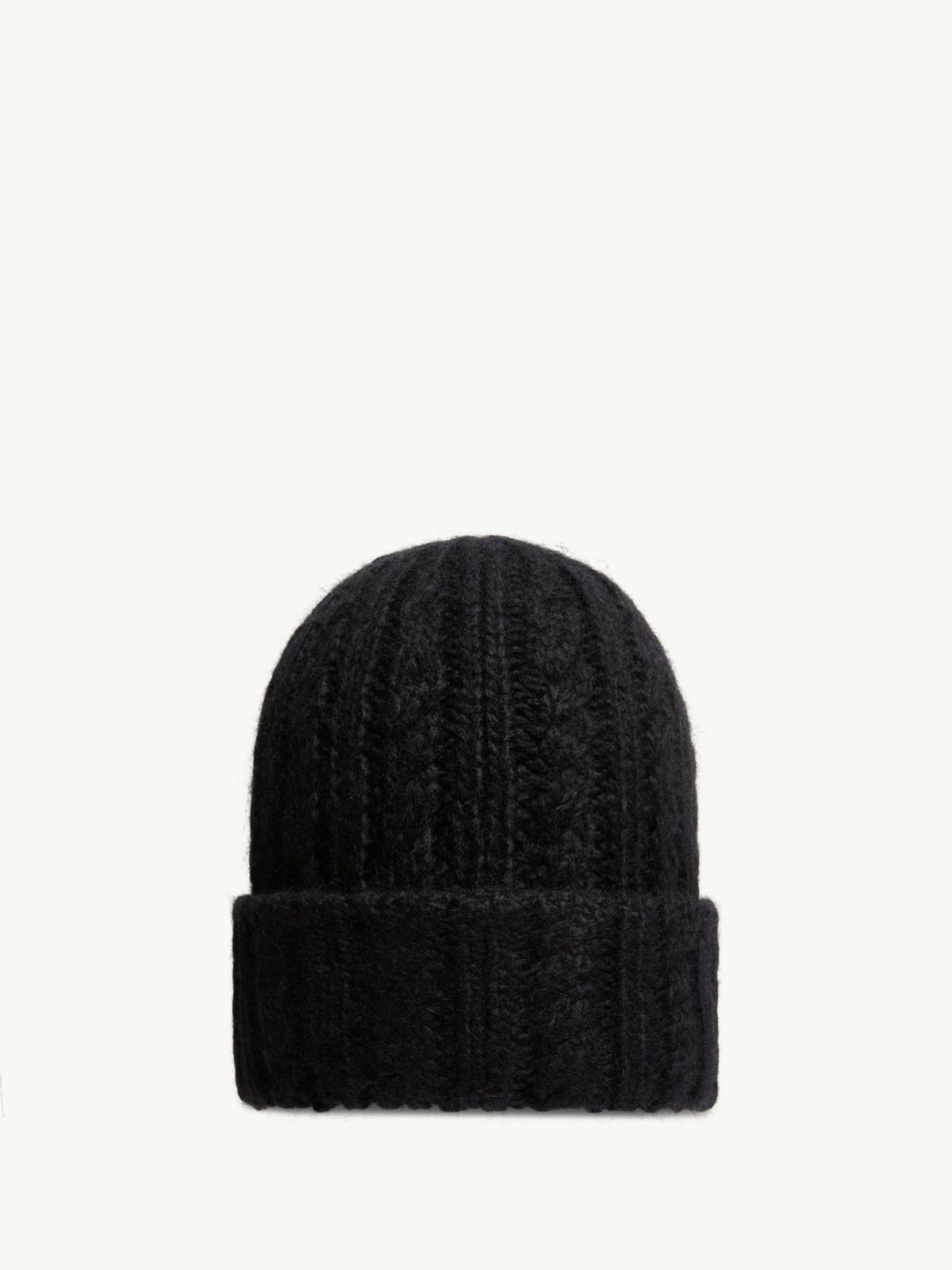 Moncler Black Wool Logo Beanie
