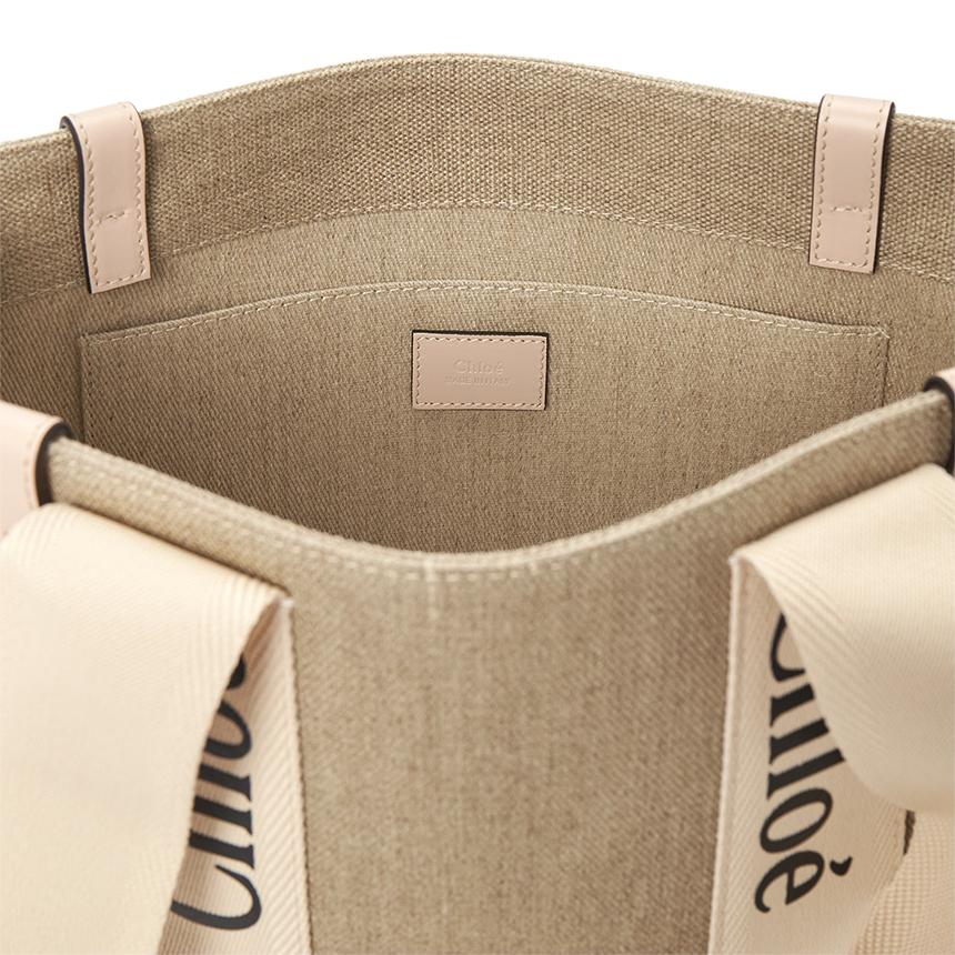 Chloe Woody Canvas Leather Tote Bag CHC22AS383I26 6J5