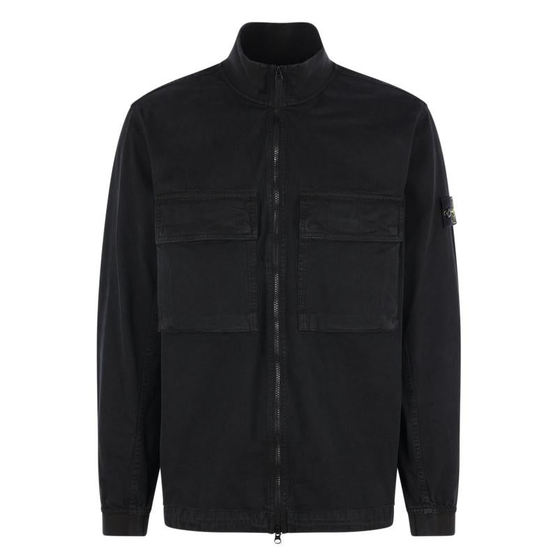 STONE ISLAND Old Effect Cotton Overshirt Jacket Men’s Green