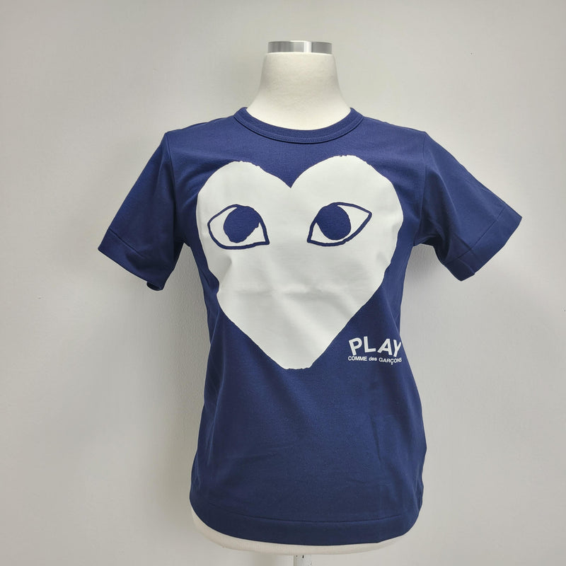 Comme des Garcons Women’s Big Heart Logo Navy Short Sleeve T-Shirt P1T179