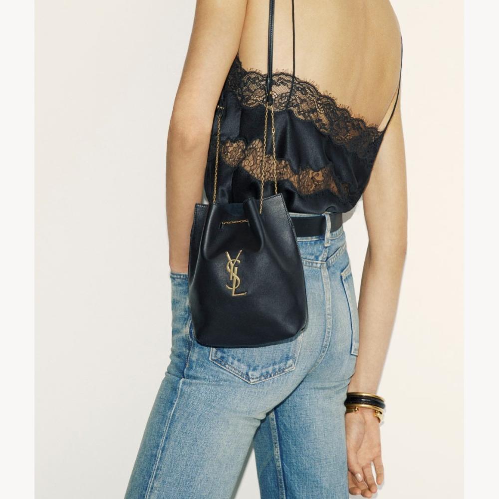 Saint Laurent Pochon Bucket Bag Black Shoulder Bag
