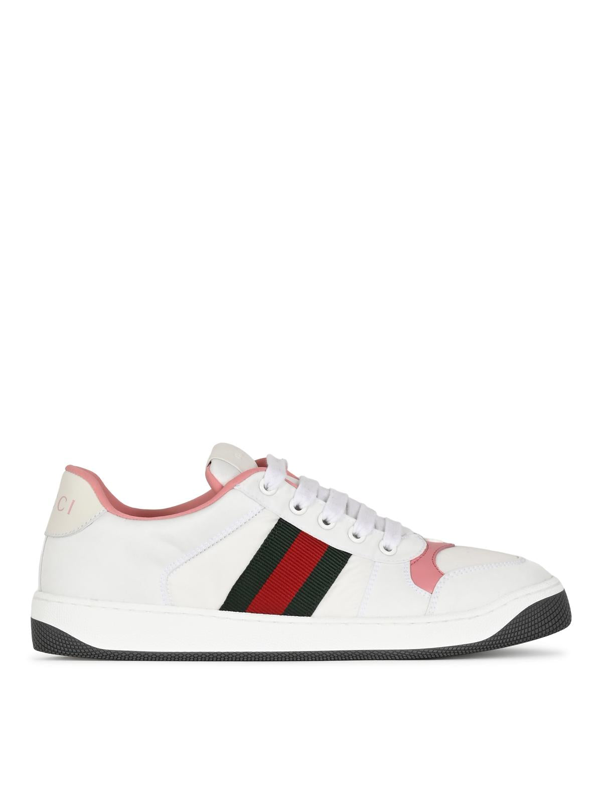 GUCCI White Leather Low-Top Sneakers