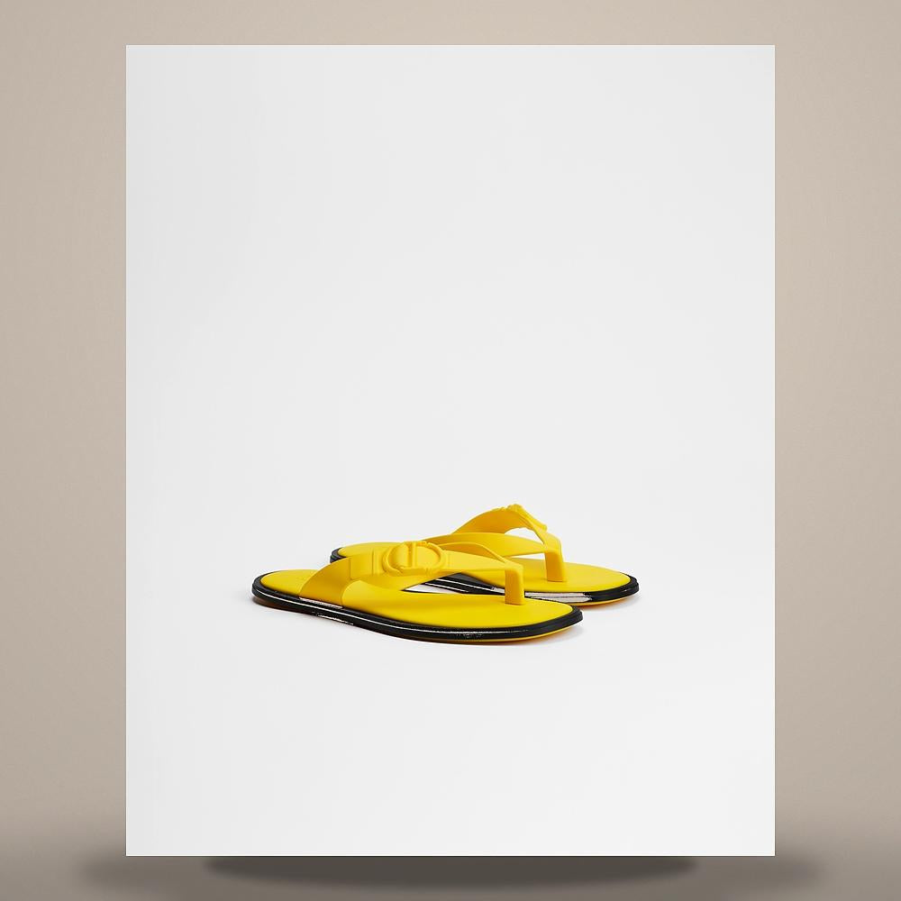 DIOR Dway Slide Sandals Yellow Rubber Slippers 3SA152ACG H200