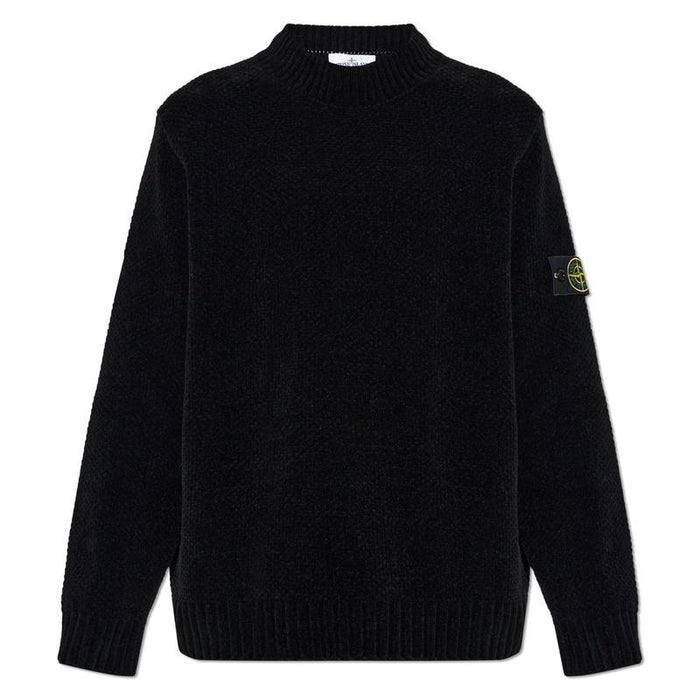 STONE ISLAND Men’s Merino Wool Mock Neck Sweater Black