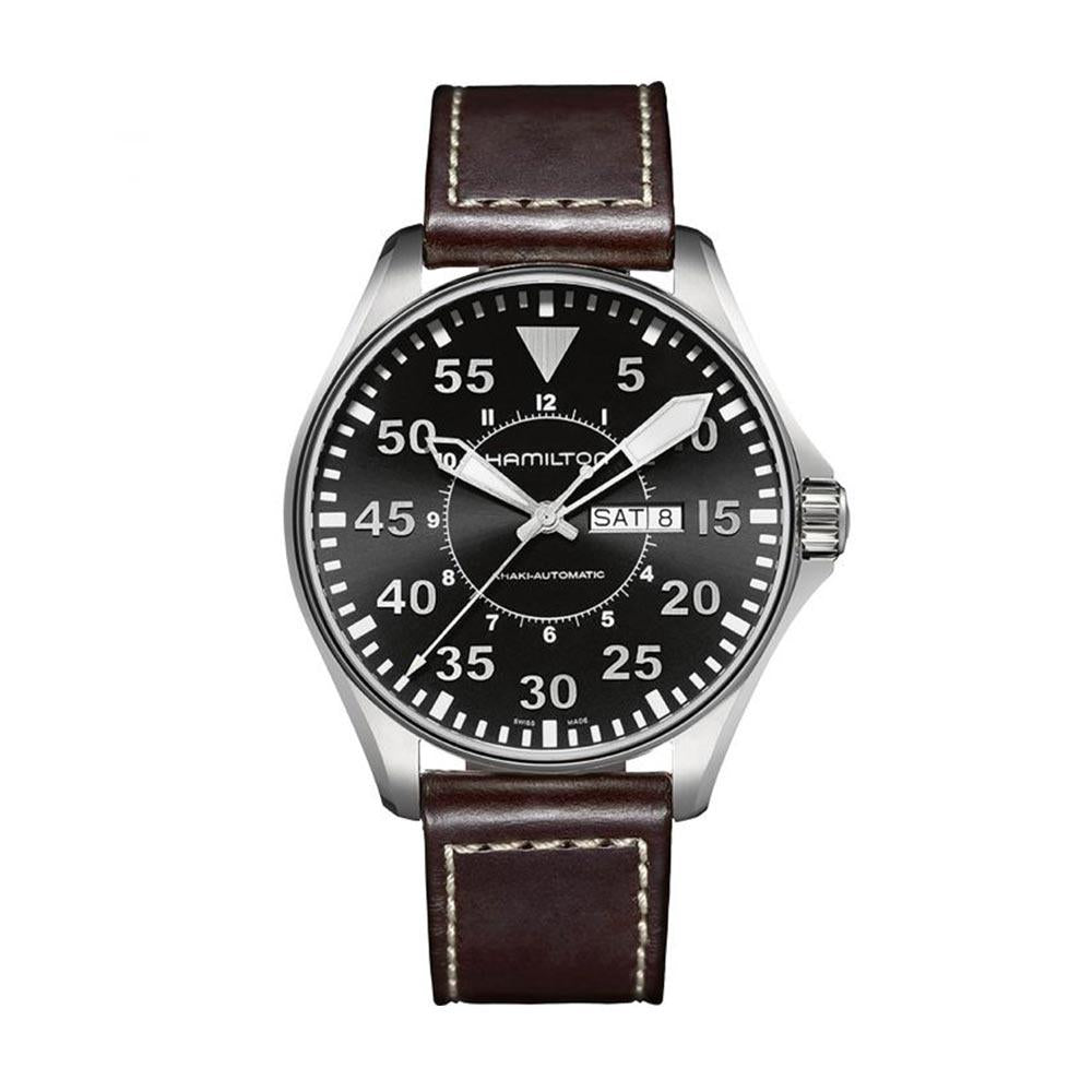 Hamilton Khaki Aviation Pilot Black Leather Men’s Watch H64715535