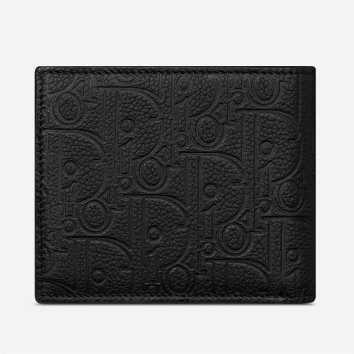 DIOR Calfskin Leather Bifold Wallet Black Men's Accessory