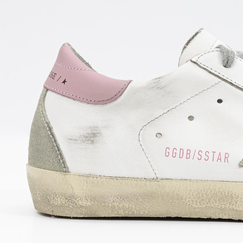 GOLDEN GOOSE Superstar Pink Tab White Leather Low-Top Sneakers Women
