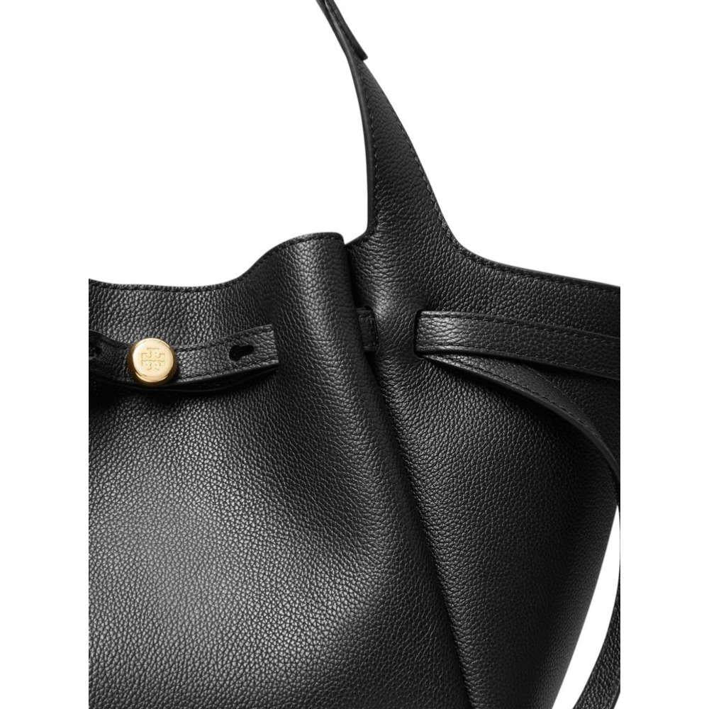 Tory Burch Romy Small Black Leather Tote Bag for Women