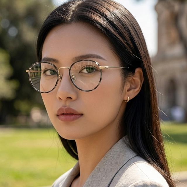 Moncler Lightweight Round Metal Windsor Rim Eyeglass Frames Gray Tort ML5110 032