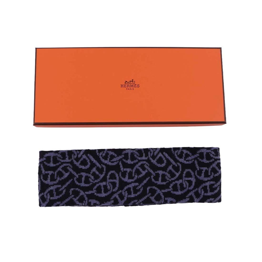 HERMES Giovanna Headband Ecru Beige Bleu Noir