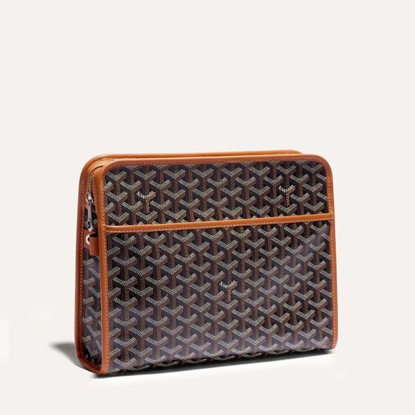 GOYARD Brown Black Tan JOUVENCE GM Women's Clutch Bag