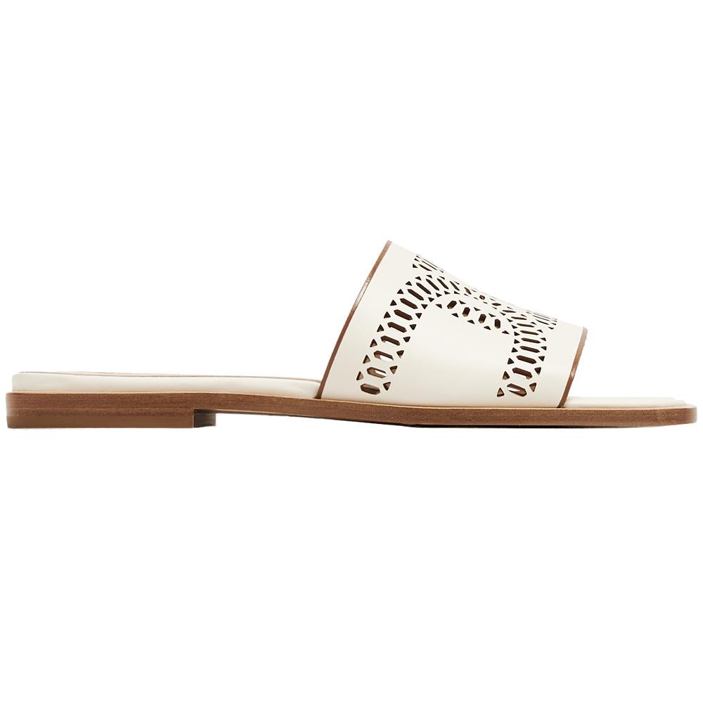 Tods Kate Leather Sandals Black Mid Heel