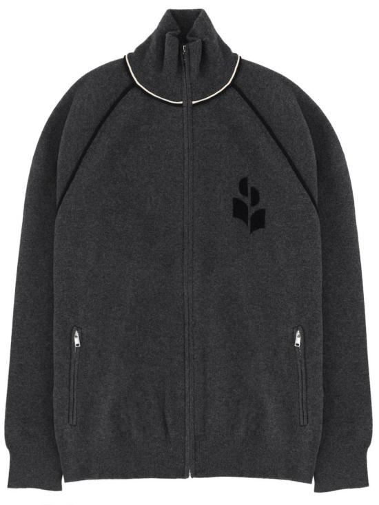Isabel Marant Sergio Sporty Knit Cardigan Anthracite Black