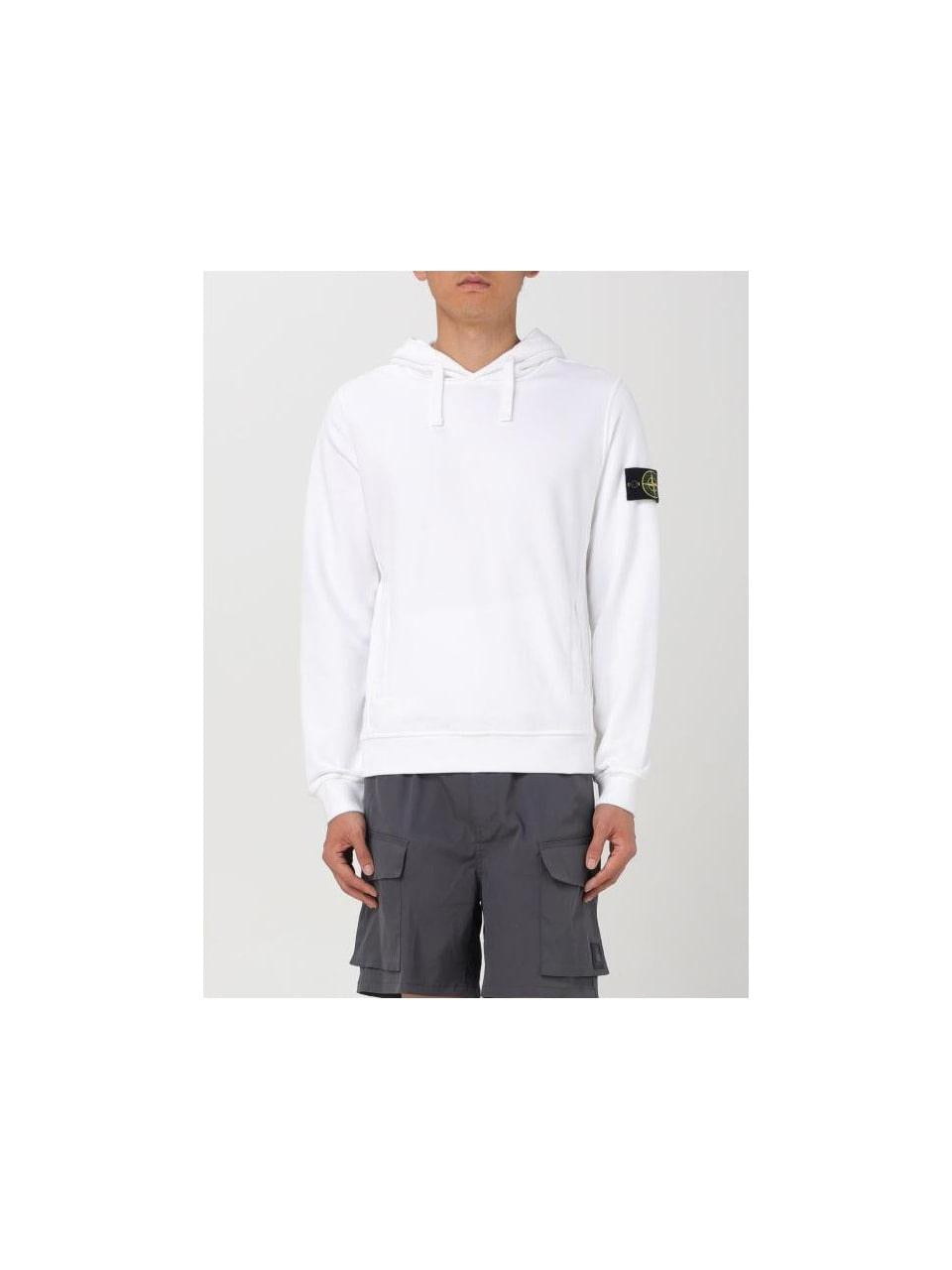STONE ISLAND Brushed Cotton Fleece Crewneck Sweatshirt White Men