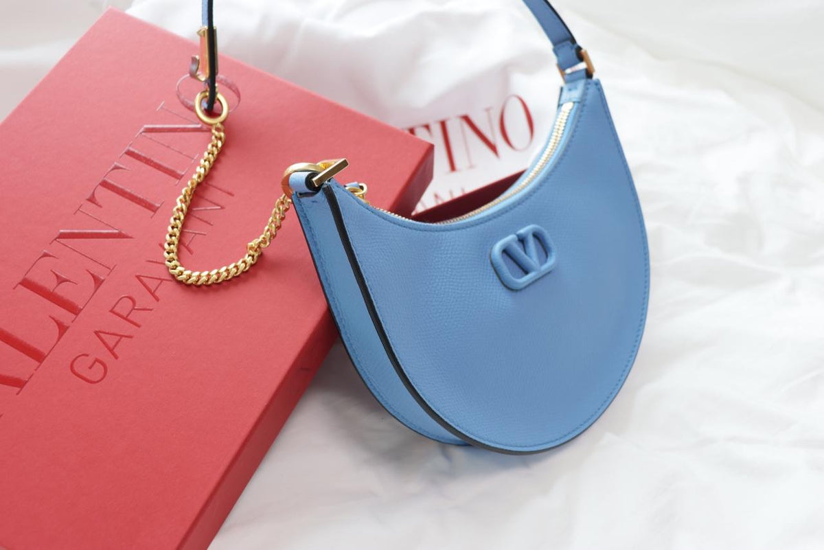 VALENTINO V Logo Mini Leather Shoulder Bag Blue 2W2P0W19 RQR