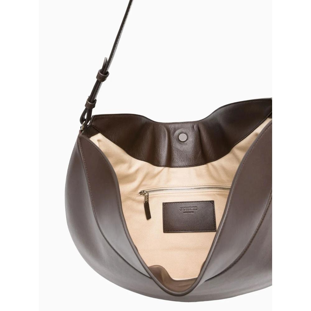 JACQUEMUS Ovalo Leather Shoulder Bag Black