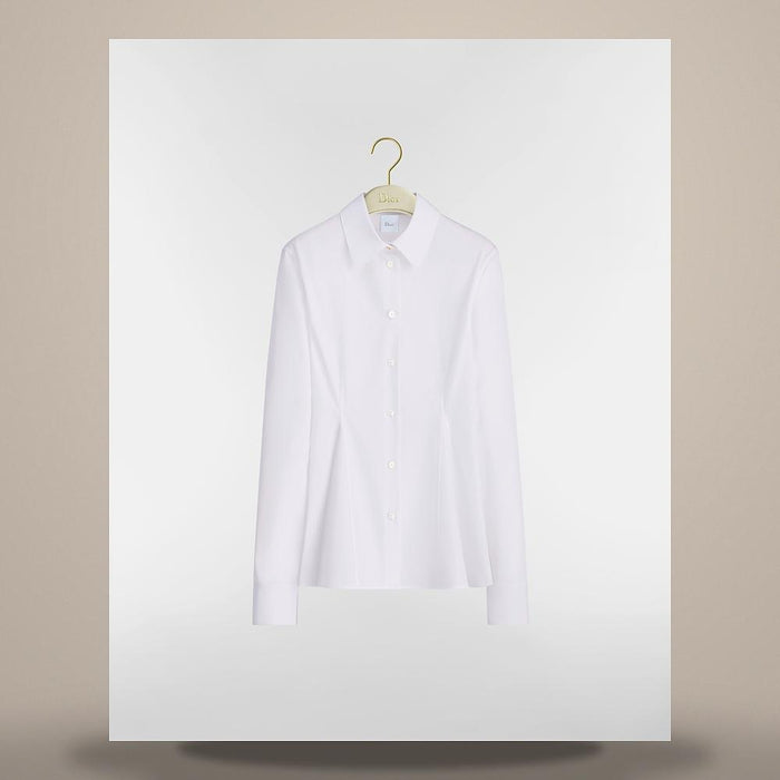 DIOR White Cotton Poplin Peplum Blouse 651B63A3076 X0100